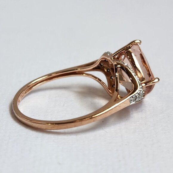 Not Silver 10k Solid NIB 2.27g Rose Gold Genuine Morganite Diamond Accent Size 7 - Picture 10 of 16